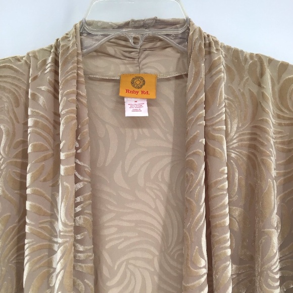 Ruby Rd. NWT Open Front Cardigan Jacket Textured Pattern Career Beige Size Med - Picture 8 of 8